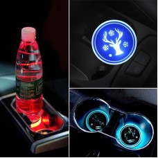 Car AcrylicColorful USB Charger Water Cup Groove LED Atmosphere Light(Christmas Deer)