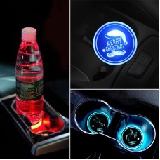 Car AcrylicColorful USB Charger Water Cup Groove LED Atmosphere Light(Christmas Hat)