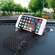 YK-22 Silicone Pad Dash Mat Cell Phone Car Mount Holder Cradle Dock With 2 in 1 Charging Cable With Magnetic Adsorption, For iPhone, Galaxy, Huawei, Xiaomi, Sony, LG, HTC, Google and other Smartphones and GPS