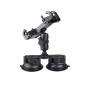 Dual Suction Cup Mount Phone Holder with Tripod Adapter & Steel Tether & Safety Buckle(Black)