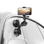 Dual Suction Cup Mount Phone Holder with Tripod Adapter & Steel Tether & Safety Buckle(Black)