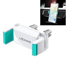 USAMS US-ZJ045 Rotating Air Outlet Double Buckle Car Bracket for 4-6 inch Mobile Phones, with Cable Clamp (White + Green)