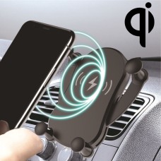 W4 QI Fast Wireless Charger Car Charger Cartoon Mobile Phone Holder (Black)