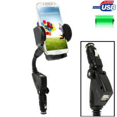 Dual USB 5V 1A / 2A Car Charger Holder, Width: 45-87mm, For iPhone, Galaxy, Huawei, Xiaomi, Lenovo, Sony, LG, HTC and Other Smartphones(Black)