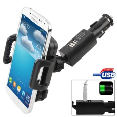 Dual USB Car Charger with Universal Mount, Output Voltage: 5V 2A, For iPhone, Galaxy, Huawei, Xiaomi, Google, Sony and other Smartphones(Black)