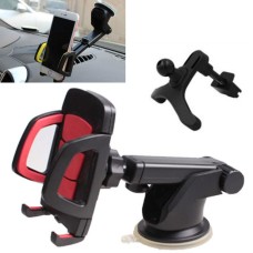 Car Phone Holder Car Air Outlet Mobile Phone Holder Suction Cup Navigation Instrument Panel General, Style:3 in 1(Red)