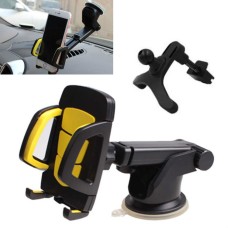 Car Phone Holder Car Air Outlet Mobile Phone Holder Suction Cup Navigation Instrument Panel General, Style:3 in 1(Yellow)