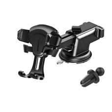 2 PCS Car Phone Holder Air Outlet Car Navigation Bracket Instrument Panel Bracket, Style:Instrument Panel+Air Outlet(Black)