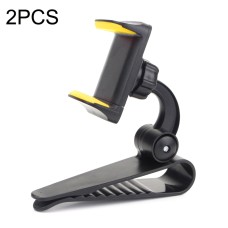 2PCS Car Sun Visor Bracket Car Mobile Phone Buckle Holder(Yellow)