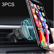 3PCS Car Multi-function Navigation Air Outlet Magnetic Suction Phone Bracket Clip(Black)