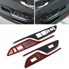 4 PCS Car Carbon Fiber Window Lift Switch Panel Decorative Sticker for Honda Civic 10th Generation