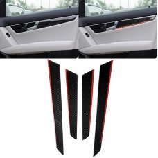 4 PCS Car Carbon Fiber Red Inner Door Panel Decorative Sticker for Mercedes-Benz W204 2007-2013