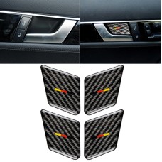 4 PCS Car German Flag Carbon Fiber Door Inner Handle Wrist Panel Decorative Sticker for Mercedes-Benz C Class 2007-2013 / E Class 2009-2016