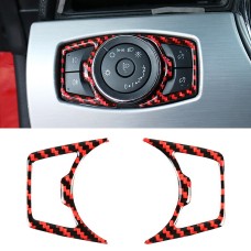 2 in 1 Car Carbon Fiber Headlight Switch Button Frame Decorative Sticker for Ford Mustang