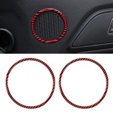 2 in 1 Car Carbon Fiber Door Horn Ring Large Size Decorative Sticker for Ford Mustang, Diameter: 14.2cm