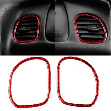 2 in 1 Carbon Fiber Car Front Passenger Seat Air Outlet Ring Sticker for Chevrolet Corvette C5 1998-2004, Left Drive(Red)