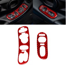 2 in 1 Car Carbon Fiber Door Control Panel Memory Seat Sticker Set for Chevrolet Corvette C5 1998-2004, Left Drive (Red)