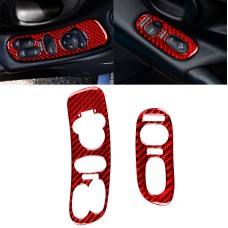 2 in 1 Car Carbon Fiber Door Control Panel  Sticker Set B for Chevrolet Corvette C5 1998-2004, Left Drive(Red)