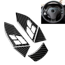 5 in 1 Car Carbon Fiber Solid Color Steering Wheel Button Decorative Sticker for BMW 5 Series E60 2004-2010, Left and Right Drive Universal