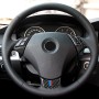 5 in 1 Car Carbon Fiber Tricolor Steering Wheel Button Decorative Sticker for BMW 5 Series E60 2004-2010, Left and Right Drive Universal