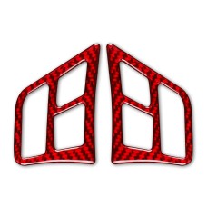 2 PCS Set for BMW 3 Series E90 Carbon Fiber Car Steering Wheel Button Frame Decorative Sticker, Left and Right Drive Universal (Red)