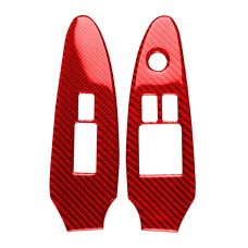 2 in 1 Car Carbon Fiber Window Lift Panel Decorative Sticker for Nissan 370Z / Z34 2009-, Right Drive Low-configured (Red)