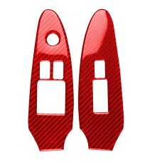 2 in 1 Car Carbon Fiber Window Lift Panel Decorative Sticker for Nissan 370Z / Z34 2009-, Left Drive Low-configured (Red)