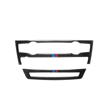 2 in 1 Car Carbon Fiber Tricolor Air Conditioner Set Decorative Sticker for BMW E70 X5 2008-2013 / E71 X6 2009-2014, Left and Right Drive Universal