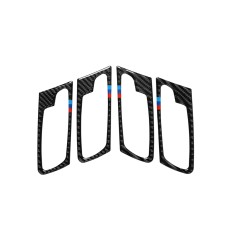 4 in 1 Car Carbon Fiber Tricolor Door Handle Decorative Sticker for BMW 2008-2014 X5 E70 / E71, Left Drive