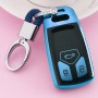 TPU One-piece Electroplating Full Coverage Car Key Case with Key Ring for Audi A4L / A6L / Q5 (New) (Blue)