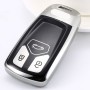 TPU One-piece Electroplating Full Coverage Car Key Case with Key Ring for Audi A4L / A6L / Q5 (New) (Silver)