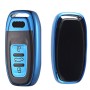 TPU One-piece Electroplating Full Coverage Car Key Case with Key Ring for Audi A4L / A6L / Q5 (Old) (Blue)
