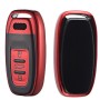 TPU One-piece Electroplating Full Coverage Car Key Case with Key Ring for Audi A4L / A6L / Q5 (Old) (Red)
