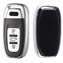 TPU One-piece Electroplating Full Coverage Car Key Case with Key Ring for Audi A4L / A6L / Q5 (Old) (Silver)