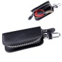 Universal Leather Wood Grain Texture Waist Hanging Zipper Wallets Key Holder Bag (No Include Key)(Black)