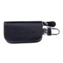 Universal Leather Wood Grain Texture Waist Hanging Zipper Wallets Key Holder Bag (No Include Key)(Black)