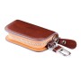 Universal Leather Wood Grain Texture Waist Hanging Zipper Wallets Key Holder Bag (No Include Key)(Brown)