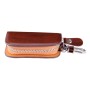 Universal Leather Wood Grain Texture Waist Hanging Zipper Wallets Key Holder Bag (No Include Key)(Brown)