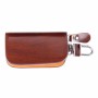 Universal Leather Wood Grain Texture Waist Hanging Zipper Wallets Key Holder Bag (No Include Key)(Brown)