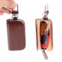 Universal Leather Wood Grain Texture Waist Hanging Zipper Wallets Key Holder Bag (No Include Key)(Brown)
