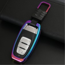 A Style Car Auto Buckle Key Shell Colorful Ring Zinc Alloy Car Chain Shell Car Key Shell Case for Audi, Random Color Delivery