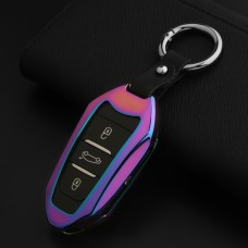 A Style Car Auto Buckle Key Shell Zinc Alloy Car Chain Shell Car Key Shell Case Key Ring for Peugeot, Random Color Delivery