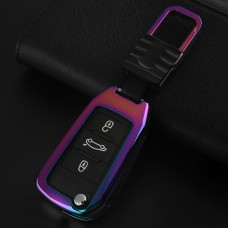 B Style Car Auto Buckle Key Shell Colorful Ring Zinc Alloy Car Chain Shell Car Key Shell Case for Peugeot, Random Color Delivery