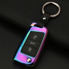 C Style Car Auto Buckle Key Shell Zinc Alloy Car Chain Shell Car Key Shell Case Key Ring for Volkswagen, Random Color Delivery