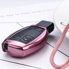 TPU Plating Drop-proof Car Auto Universal Key Ring Protection Cover for Benz GLA, C, S, E, GLC, GLK, CLA, ML, GLE(Pink)