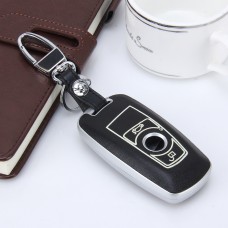 Car Auto PU Leather Luminous Effect Key Ring Protection Cover for BMW Series1/Series3(Silver)