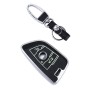 Car Auto PU Leather Luminous Effect Key Ring Protection Cover for BMW X5/X6(Silver)