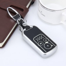 Car Auto PU Leather Intelligence Luminous Effect Key Ring Protection Cover for Eighth Generation Accord Ninth Generation Civic(Silver)