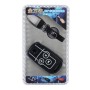 Car Auto PU Leather Fold Three Buttons Luminous Effect Key Ring Protection Cover for CRV(Black)