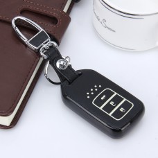 Car Auto PU Leather Intelligence Three Buttons Luminous Effect Key Ring Protection Cover for Honda Jade(Black)